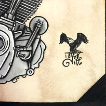 Load image into Gallery viewer, American Traditional tattoo flash sexy Harley-Davidson Milwaukee-Eight engine pinup spitshade painting.
