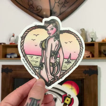 Load and play video in Gallery viewer, American Traditional tattoo flash beach bunny pinup sticker.
