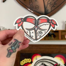 Load and play video in Gallery viewer, American Traditional tattoo flash Orange Scrunch Butt Booty Heart watercolor sticker.
