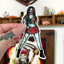 Load and play video in Gallery viewer, American traditional tattoo flash Ragdoll Sally Pinup watercolor sticker.
