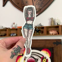 Load and play video in Gallery viewer, American traditional tattoo flash Rockabilly Pinup watercolor sticker.
