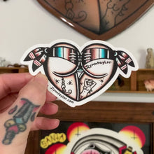Load and play video in Gallery viewer, American Traditional tattoo flash Serape Scrunch Butt Booty Heart watercolor sticker.
