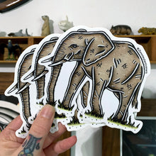 Load image into Gallery viewer, American traditional tattoo flash African Elephant wildlife watercolor sticker.
