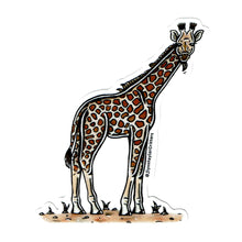 Load image into Gallery viewer, American traditional tattoo flash African Giraffe wildlife watercolor sticker.
