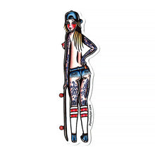 Load image into Gallery viewer, American traditional tattoo flash West Coast Skateboard Pinup Sticker Set.
