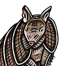 Load image into Gallery viewer, American traditional tattoo flash Nine-banded Armadillo ink and watercolor painting.

