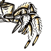Load image into Gallery viewer, American traditional tattoo flash wildlife illustration Atlantic Ghost Crab ink and watercolor painting.
