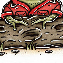 Load image into Gallery viewer, Smokey and the Bandit Frog tattoo flash painting.
