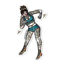 Load image into Gallery viewer, American Traditional tattoo flash Women Bare-knuckle Boxer Pinup watercolor sticker.
