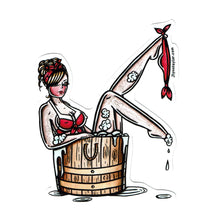 Load image into Gallery viewer, American traditional tattoo flash country barrel wash tub pinup watercolor sticker.
