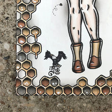 Load image into Gallery viewer, American Traditional tattoo flash sexy beekeeper pinup spitshade painting.
