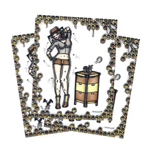 Load image into Gallery viewer, American traditional tattoo flash sexy beekeeper pinup prints.
