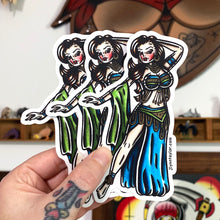 Load image into Gallery viewer, American traditional tattoo flash Belly Dancer Pinup watercolor sticker.
