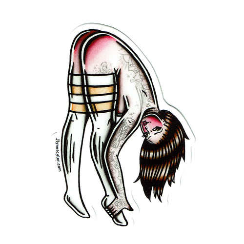American traditional tattoo flash Tube Socks Pinup watercolor sticker.