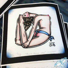 Load image into Gallery viewer, tattoo flash topless yoga pinup watercolor prints
