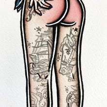 Load image into Gallery viewer, American traditional tattoo flash sexy bikini pinup spitshade painting.
