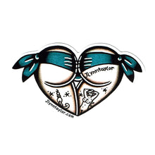Load image into Gallery viewer, American Traditional tattoo flash Blue Scrunch Butt Booty Heart watercolor sticker.
