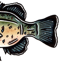 Load image into Gallery viewer, American traditional tattoo flash wildlife illustration Bluegill Sunfish painting.
