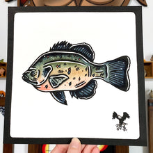 Load image into Gallery viewer, American traditional tattoo flash wildlife illustration Bluegill Sunfish painting.

