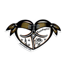 Load image into Gallery viewer, American Traditional tattoo flash Brown Scrunch Butt Booty Heart watercolor sticker.
