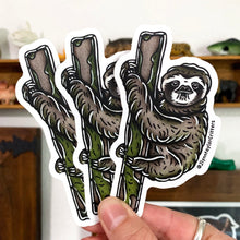 Load image into Gallery viewer, American traditional tattoo flash Brown-throated Sloth vinyl sticker.
