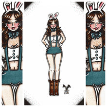 Load image into Gallery viewer, American Traditional tattoo flash sexy Playboy Bunny pinup spitshade painting.
