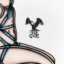 Load image into Gallery viewer, American Traditional tattoo flash sexy traditional tassel burlesque pinup spitshade painting.
