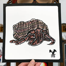 Load image into Gallery viewer, American traditional tattoo flash wildlife illustration Caribbean Hermit Crab ink and watercolor painting.
