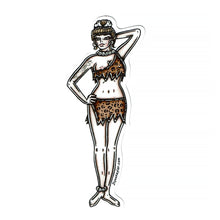 Load image into Gallery viewer, American traditional tattoo flash Cavewoman  Pinup watercolor sticker.
