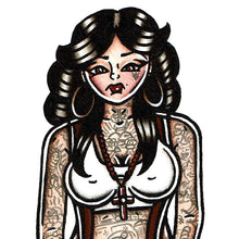 Load image into Gallery viewer, American Traditional watercolor Chola Pinup Tattoo FlashPainting.
