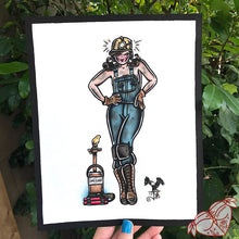 Load image into Gallery viewer, American Traditional tattoo flash sexy coal miner pinup spitshade painting.
