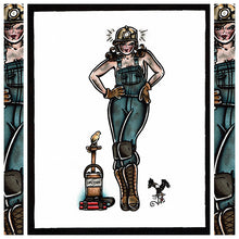 Load image into Gallery viewer, American Traditional tattoo flash sexy coal miner pinup spitshade painting.
