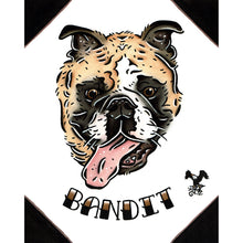 Load image into Gallery viewer, American traditional tattoo flash English Bulldog Pet Portrait watercolor painting commission.
