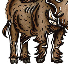 Load image into Gallery viewer, American traditional tattoo flash wildlife illustration Common Warthog ink and watercolor painting.
