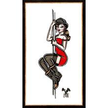 Load image into Gallery viewer, American Traditional tattoo flash Firehouse Pinup commissioned watercolor painting.
