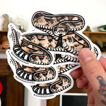 Load image into Gallery viewer, American traditional tattoo flash Western Diamondback Rattlesnake sticker.
