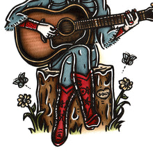 Load image into Gallery viewer, American traditional tattoo flash Dolly Parton watercolor painting.
