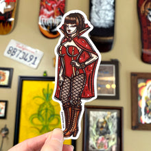 Load image into Gallery viewer, American Traditional tattoo flash sexy vampire pinup sticker.
