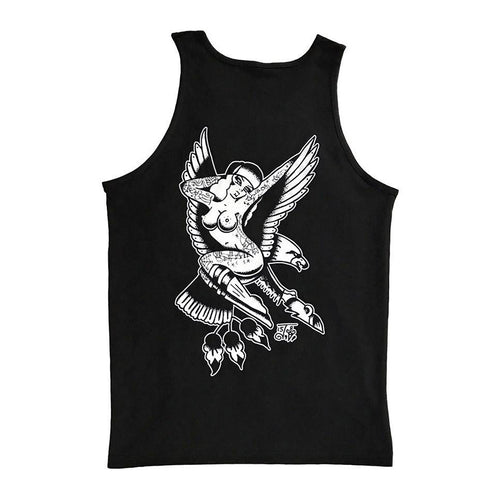 Tattoo style eagle and pinup tank top.