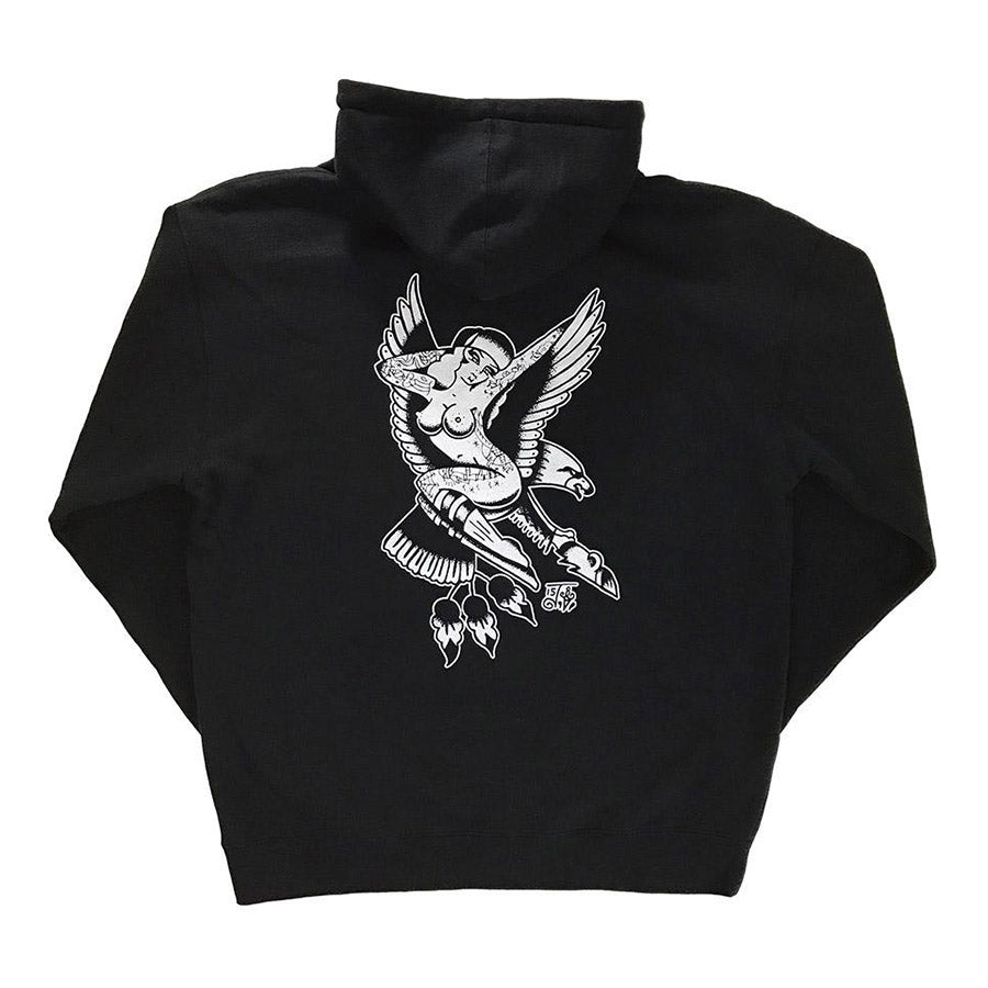 Tattoo style eagle and pinup hoodie.