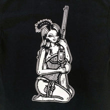 Load image into Gallery viewer, American Traditional Tattoo Flash Saloon girl with rifle T-Shirt.
