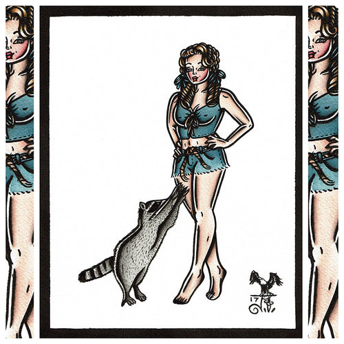 American Traditional tattoo flash sexy Elly May Clampett Hillybilly pinup spitshade painting.