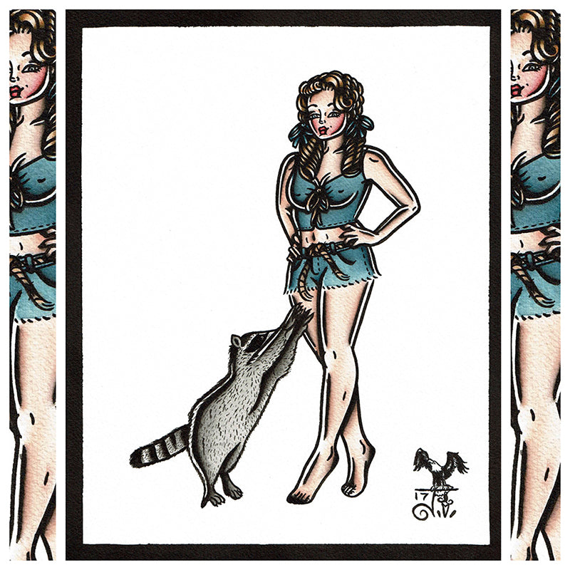 American Traditional tattoo flash sexy Elly May Clampett Hillybilly pinup spitshade painting.
