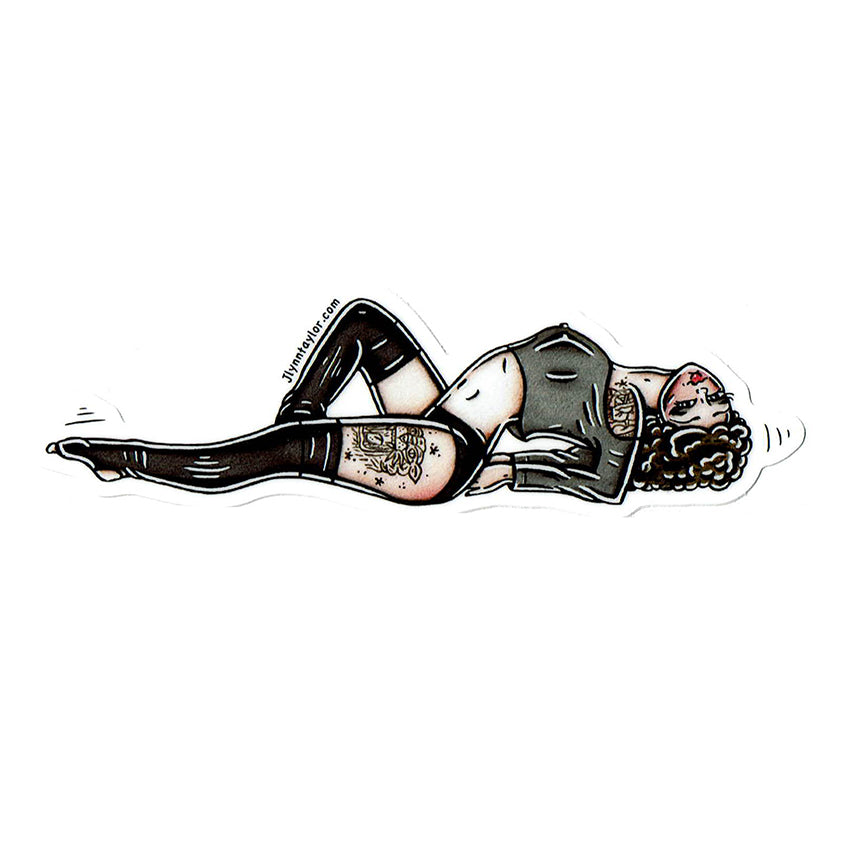 American traditional tattoo flash Flashdance Pinup Watercolor sticker.