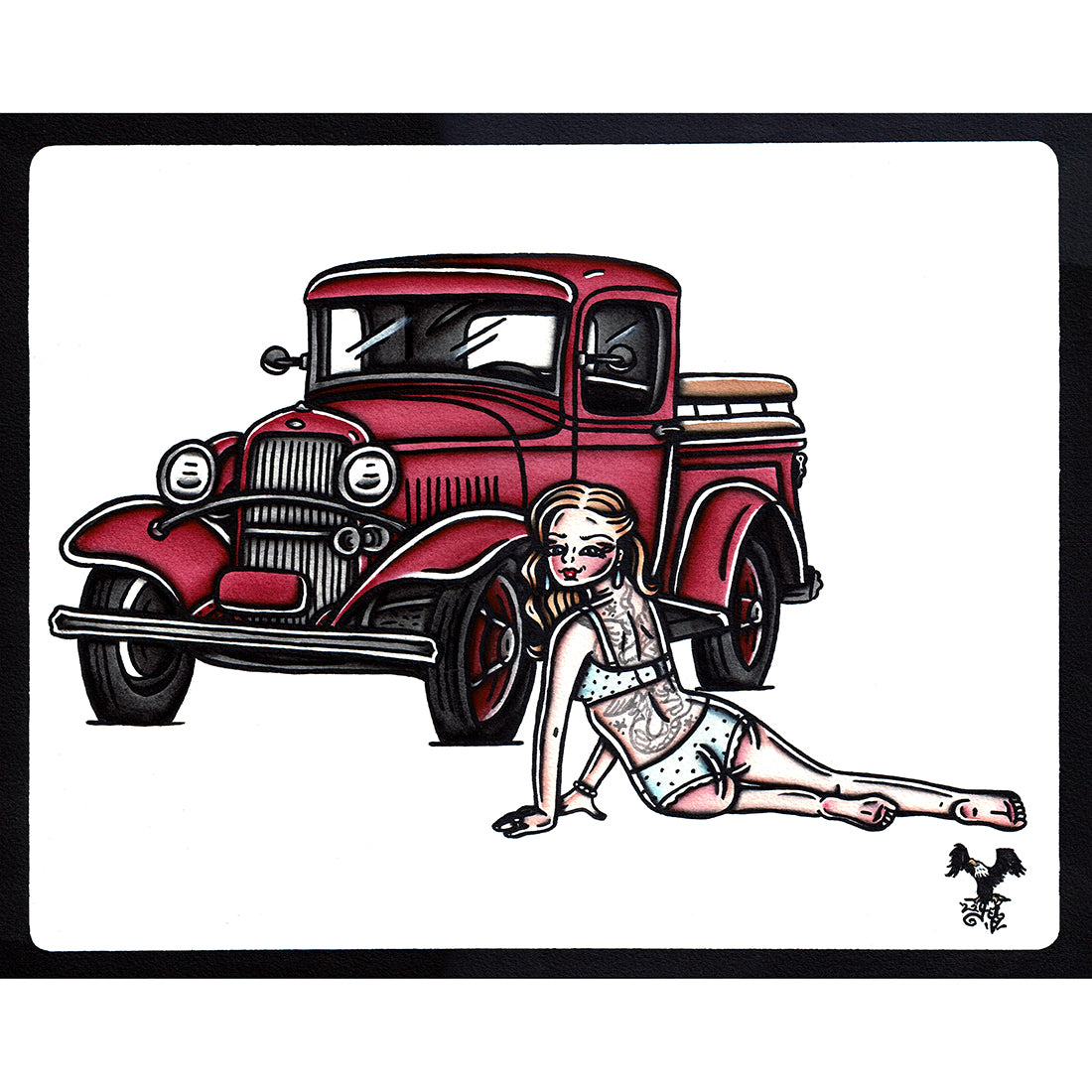 Ford Model A Pickup Pinup Original Painting