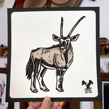 Load image into Gallery viewer, American traditional tattoo flash wildlife illustration Gemsbok Oryx ink and watercolor painting.
