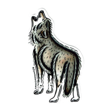 Load image into Gallery viewer, American traditional tattoo flash Gray Wolf watercolor sticker.
