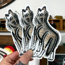 Load image into Gallery viewer, American traditional tattoo flash Gray Wolf watercolor sticker.
