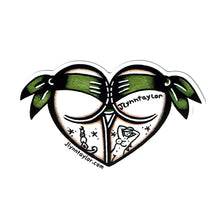 Load image into Gallery viewer, American Traditional tattoo flash Green Scrunch Butt Booty Heart watercolor sticker.
