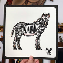 Load image into Gallery viewer, American traditional tattoo flash wildlife illustration Grevy&#39;s Zebra ink and watercolor painting.
